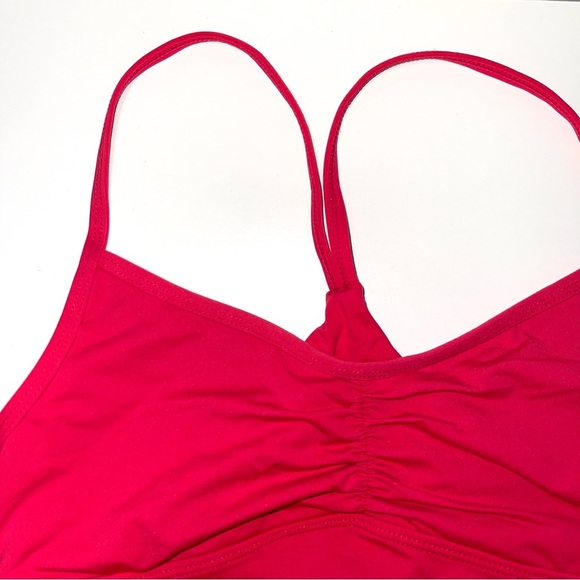 Athleta Hot Pink Ruched Keyhole Back Unlined Sports Bra Xsmall Women’s - Picture 3 of 9